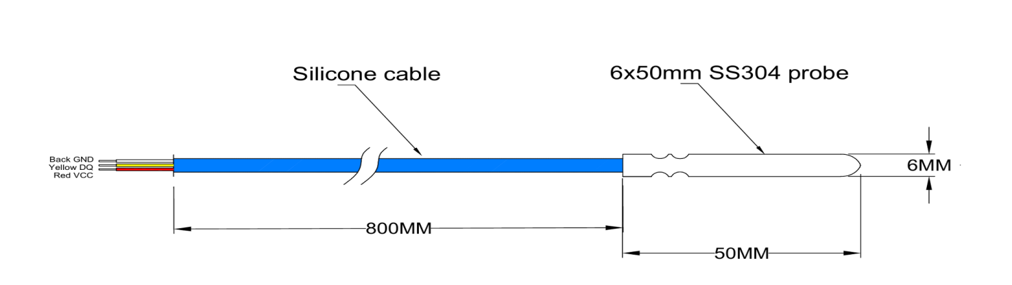 Cảm biến nhiệt độ chống nước DS18B20 với dây cáp silicon