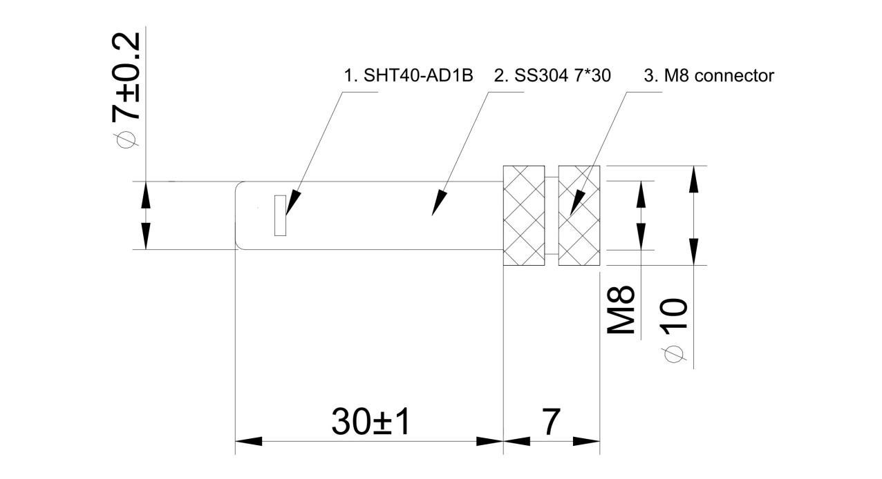 SHT40 Cảm biến nhiệt độ và độ ẩm với đầu nối cái M8