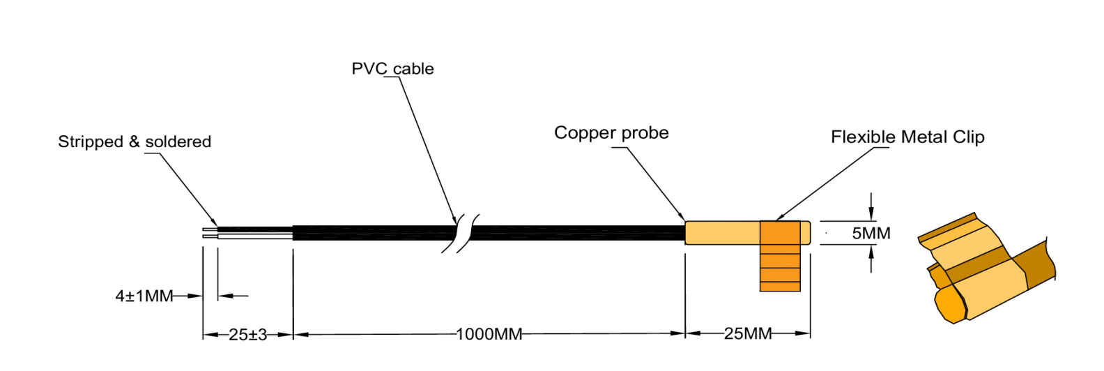 Cảm biến nhiệt độ điện trở nhiệt NTC 5kΩ — Dùng cho hệ thống HVAC, Đầu dò bằng đồng